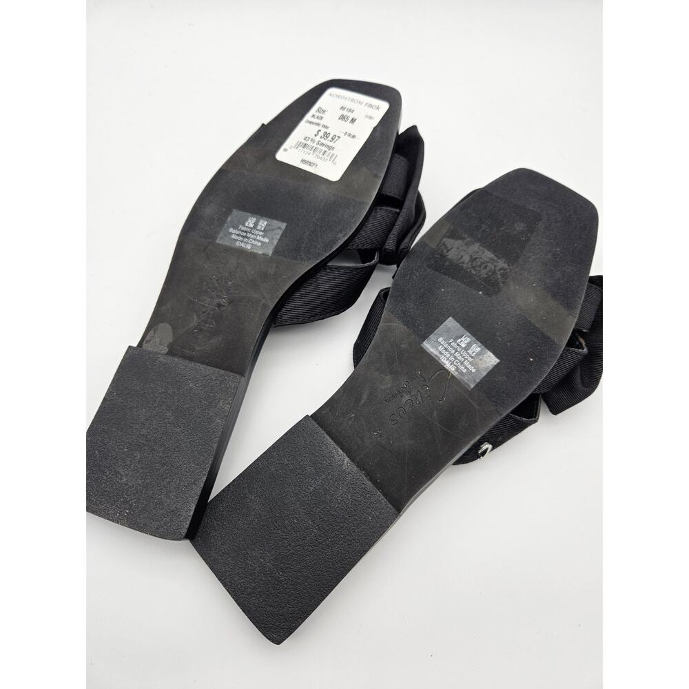 Circus by Sam Edelman Black Bow Slip-On Slide Fabric Sandals sz 6.5 - Picture 5 of 6